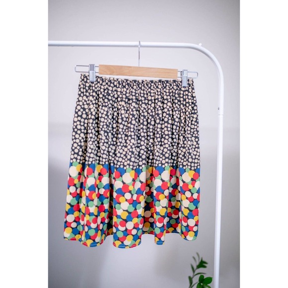 Anthropologie Corey Lynn Calter Women Skirt Beige Polka Dot Silk A Line SZ XS - Picture 5 of 7